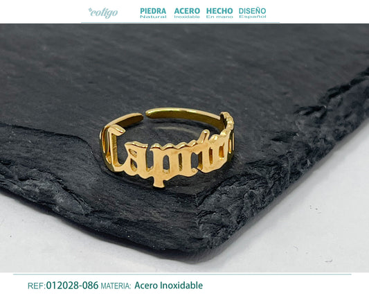 Anillo Acero zodiaco color Dorado