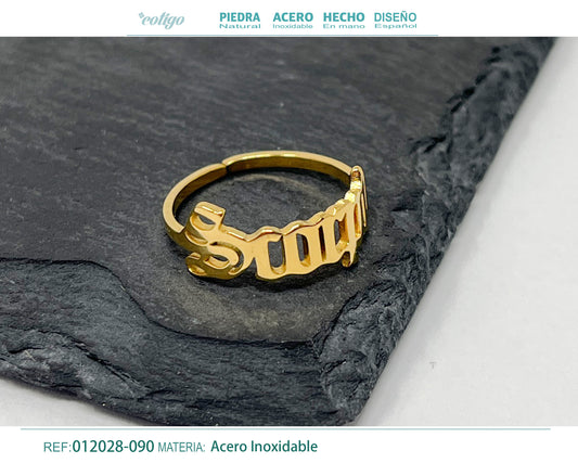 Anillo Acero zodiaco color Dorado