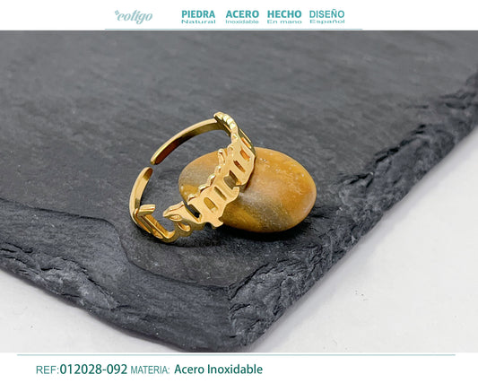 Anillo Acero zodiaco color Dorado