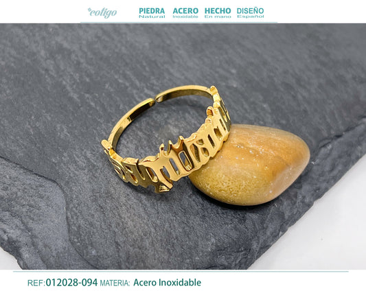 Anillo Acero zodiaco color Dorado