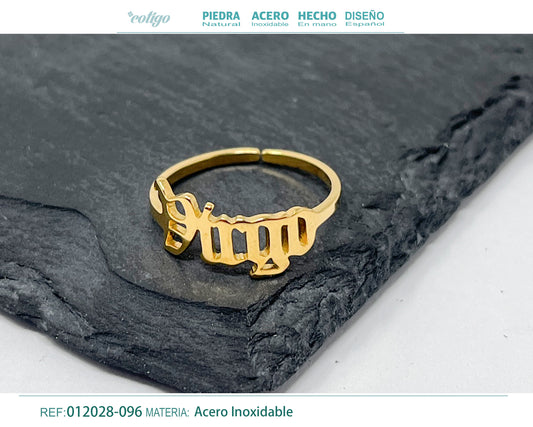Anillo Acero zodiaco color Dorado