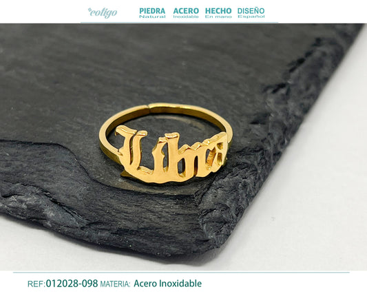 Anillo Acero zodiaco color Dorado