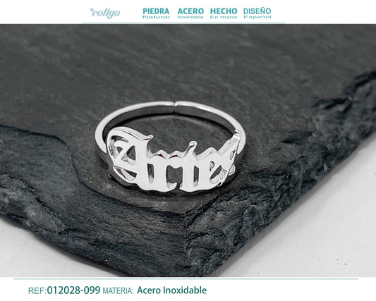 Anillo Acero Zodiaco color Plateado