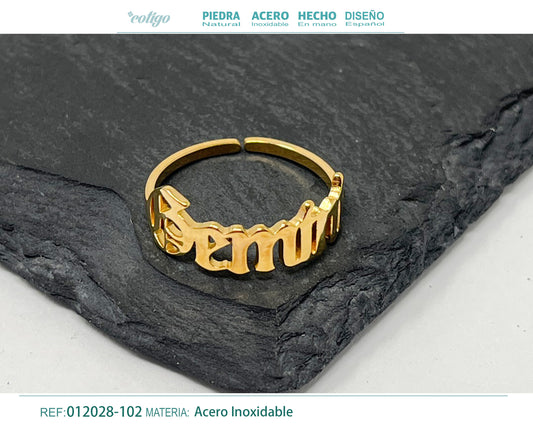 Anillo Acero zodiaco color Dorado
