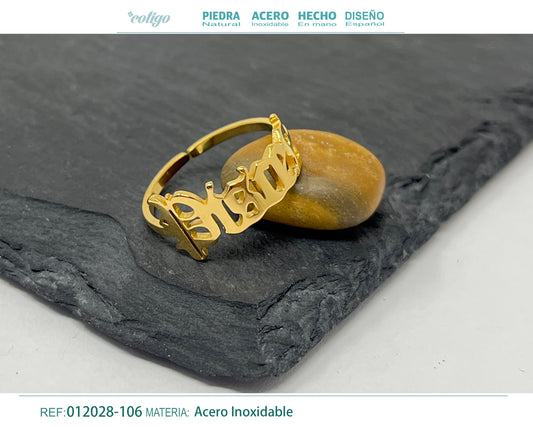 Anillo Acero zodiaco color Dorado