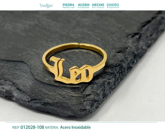Anillo Acero zodiaco color Dorado
