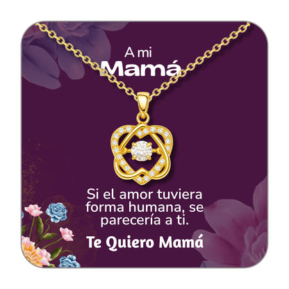 Collar Acero y  colgante Cobre con Piedra Circonita para Regalar a Mamá