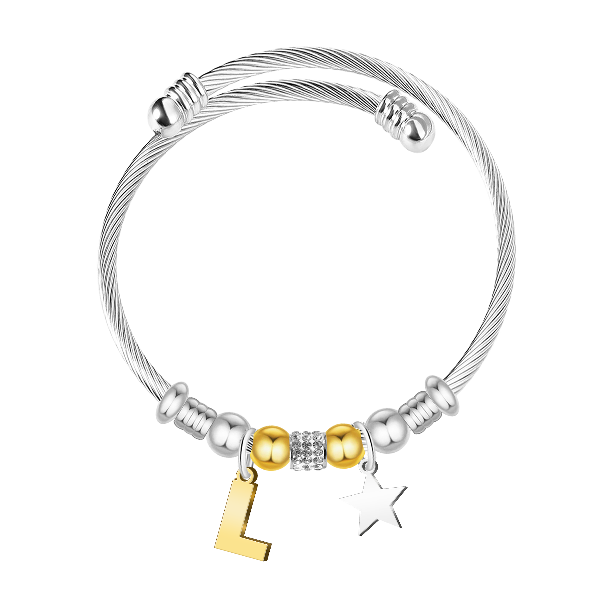 Brazalete de Letra Inicial en Acero Inoxidable