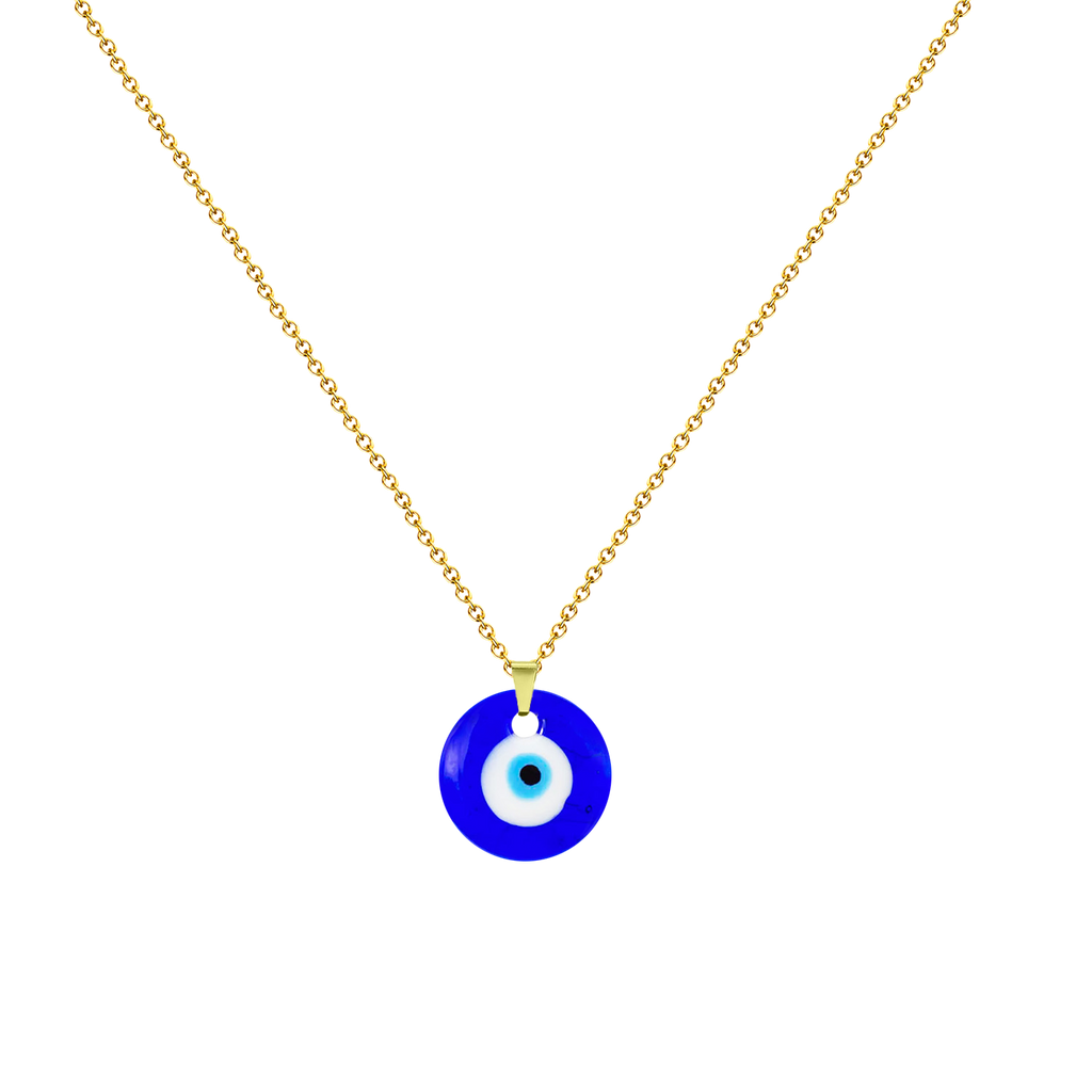 Collar dorado con colgante azul de Ojo Turco