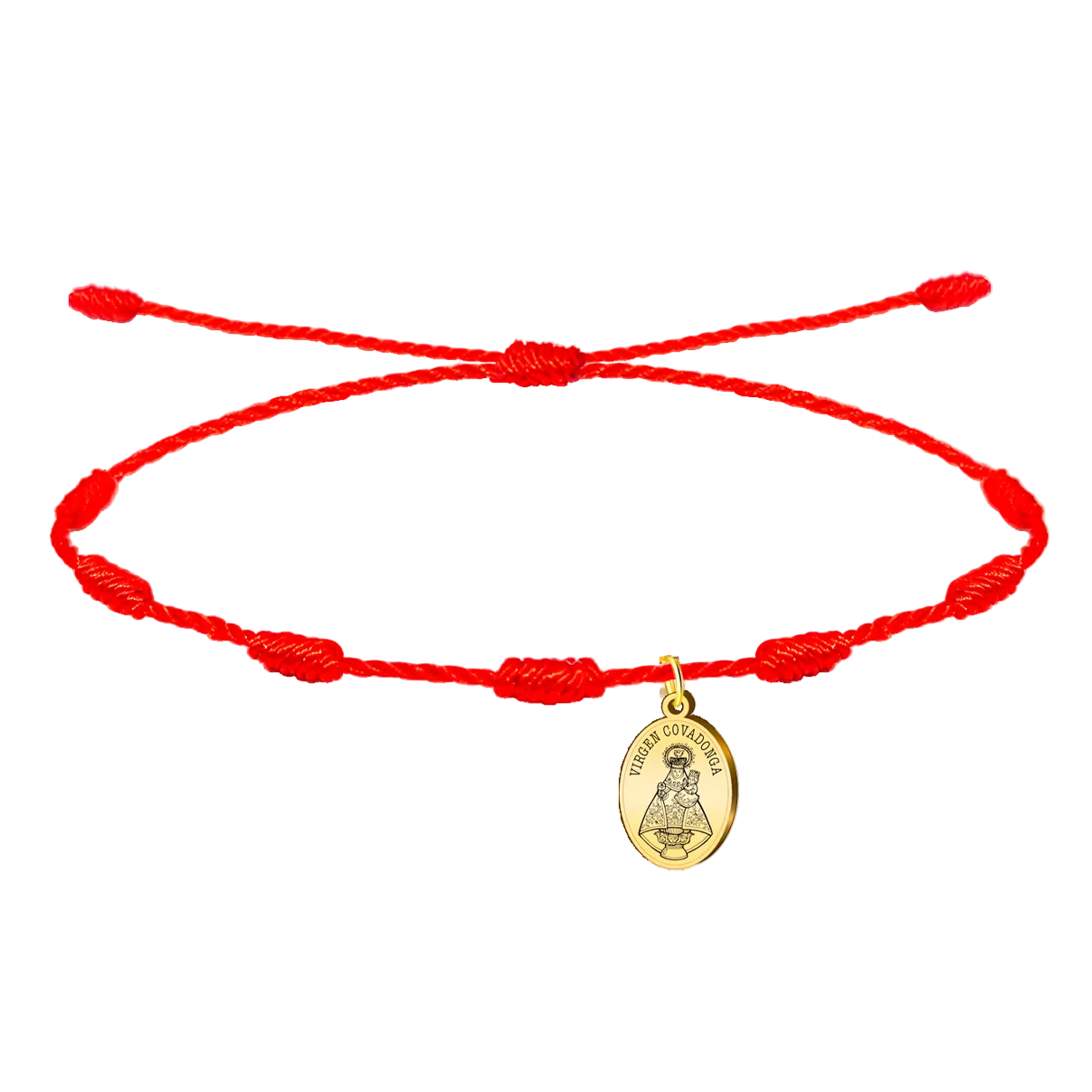 Pulsera de 7 Nudos con Medalla Virgen de Covadonga en Acero Inoxidable