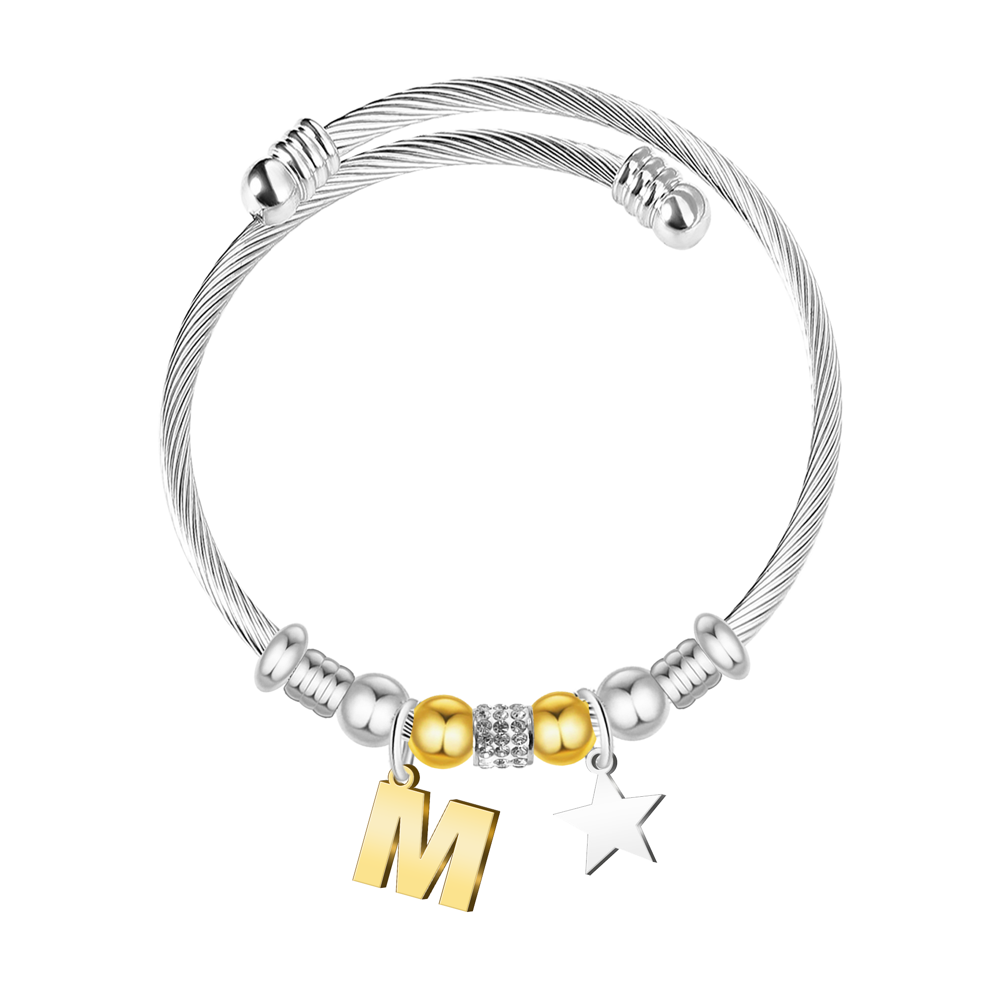 Brazalete de Letra Inicial en Acero Inoxidable