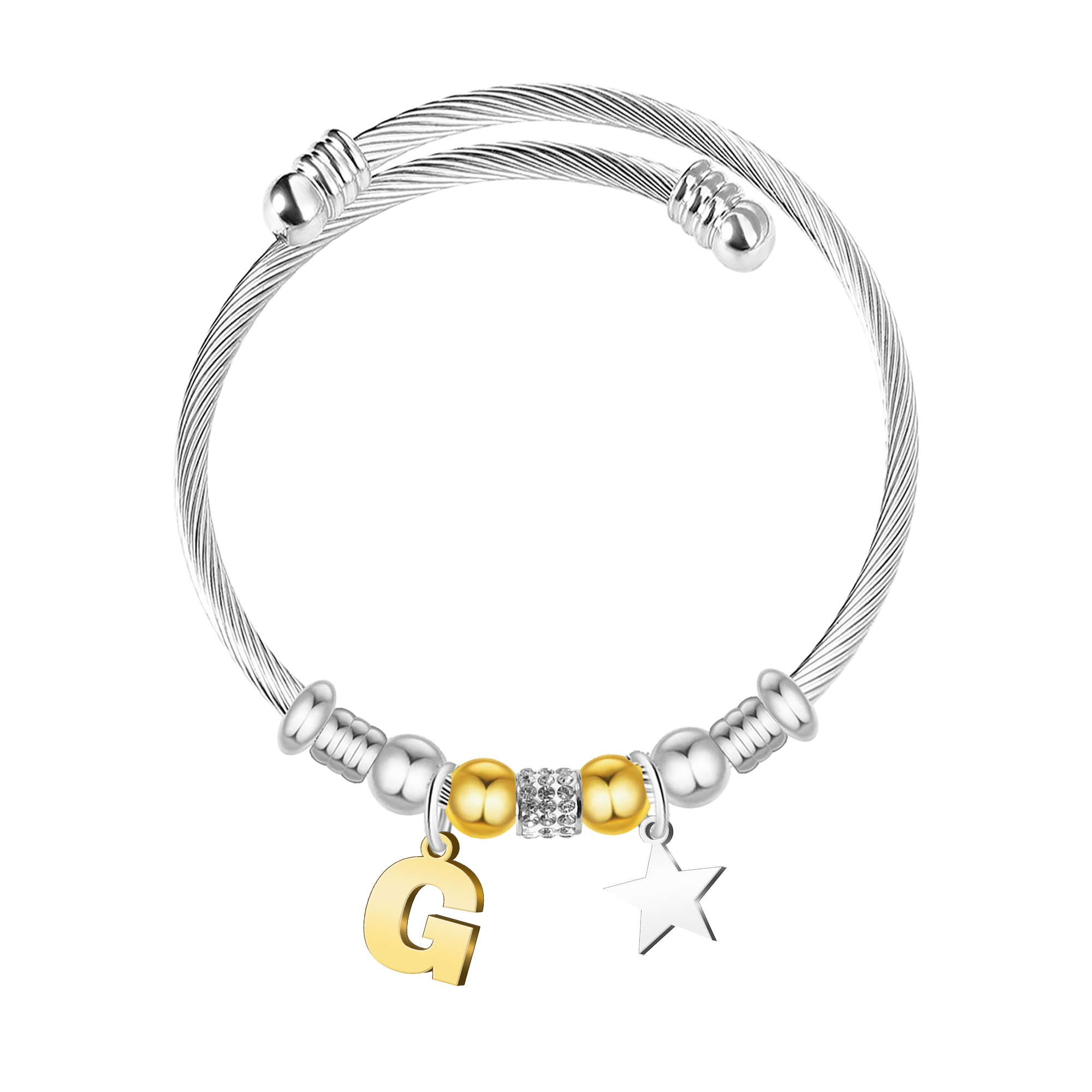 Brazalete de Letra Inicial en Acero Inoxidable