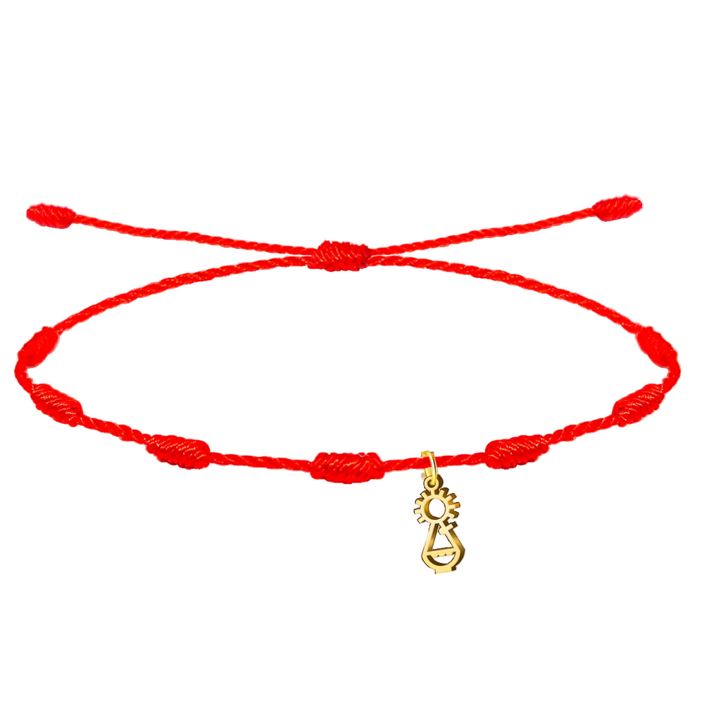 Pulsera 7 Nudos Virgen de Covadonga con Silueta Santina Acero Dorada cotigo