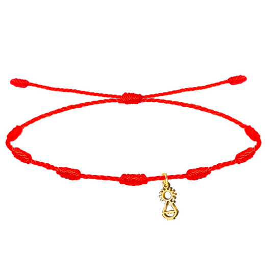 Pulsera 7 Nudos Virgen de Covadonga con Silueta Santina Acero Dorada