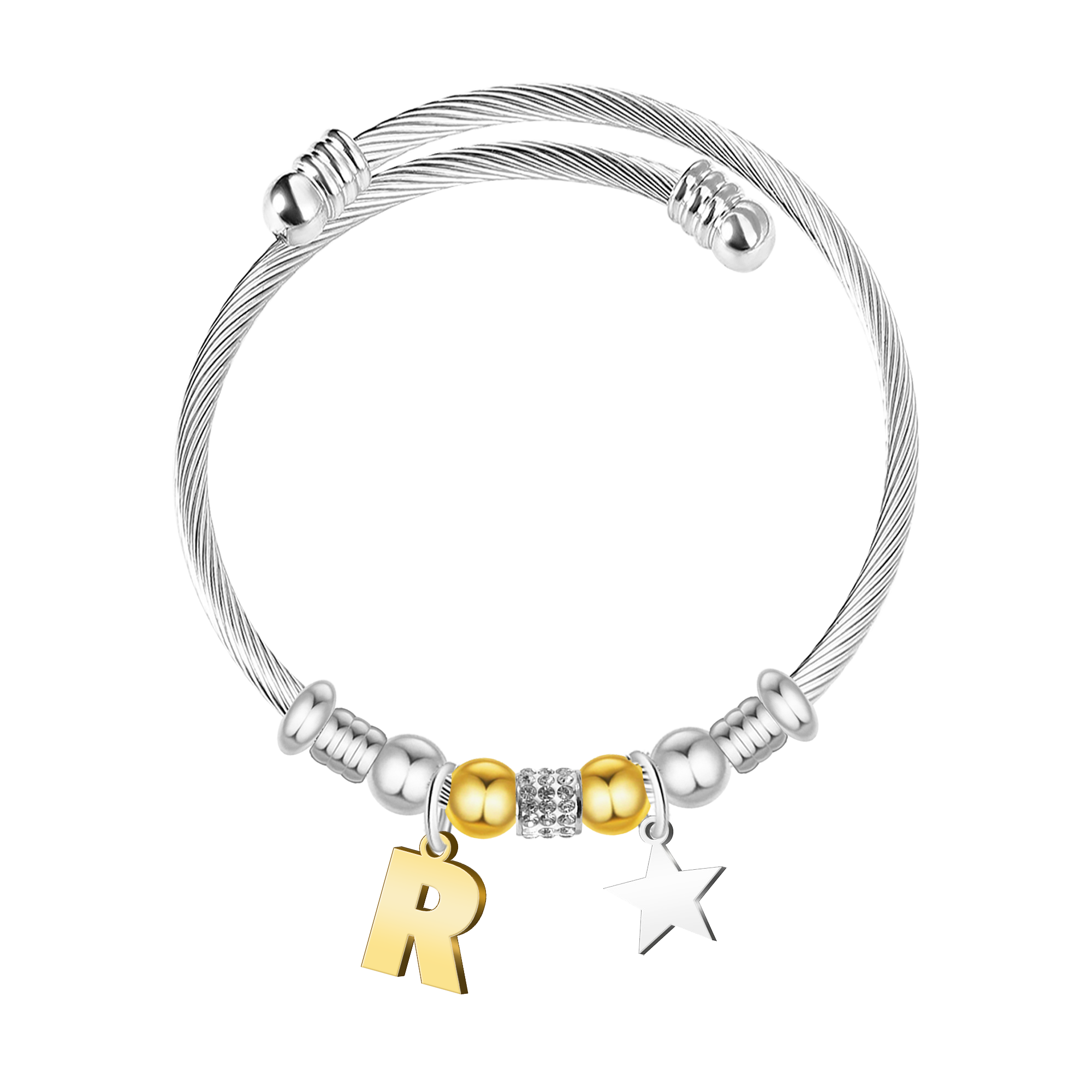 Brazalete de Letra Inicial en Acero Inoxidable