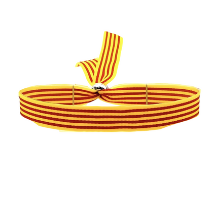 Pulsera de tela amarilla y roja con bandera de Cataluña
