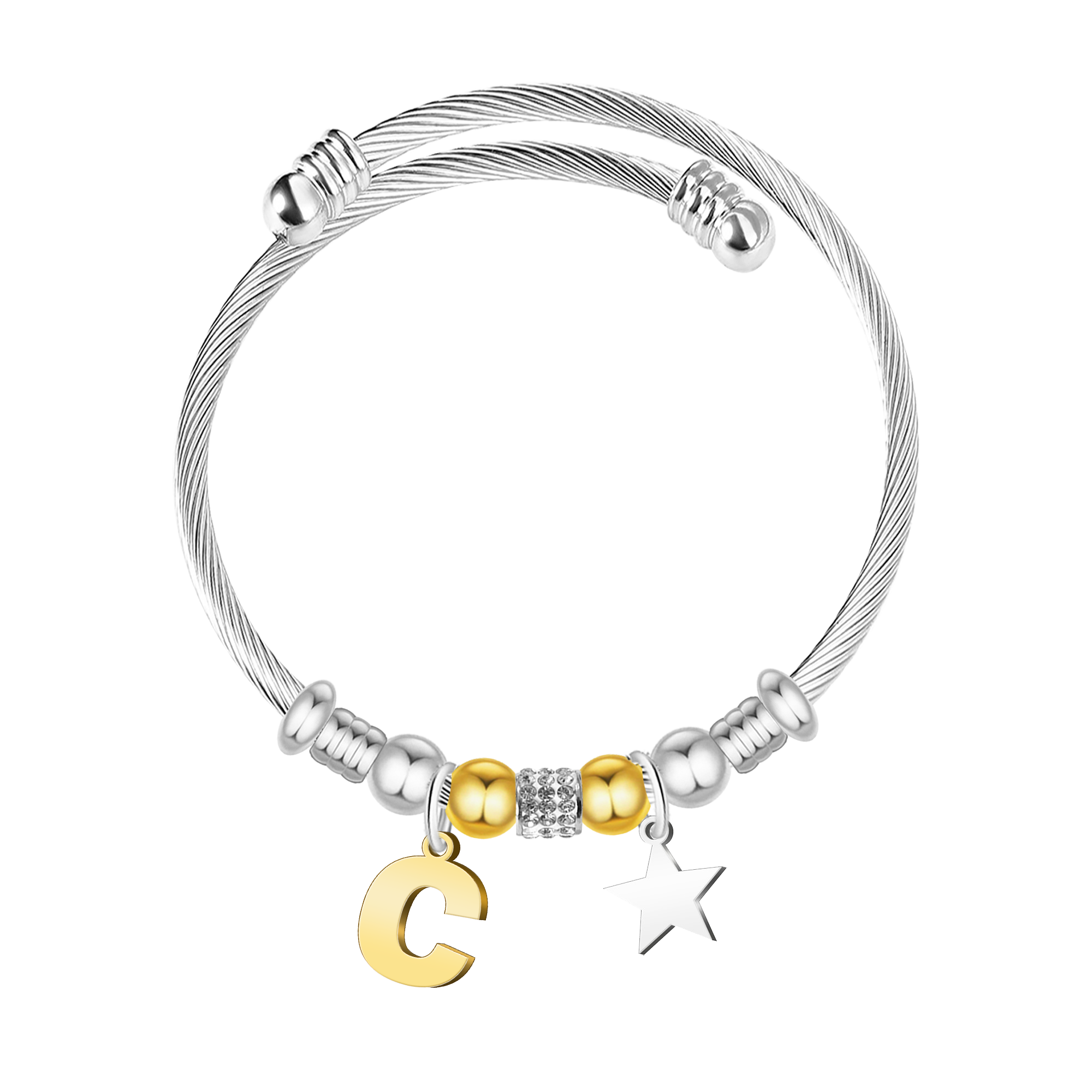 Brazalete de Letra Inicial en Acero Inoxidable