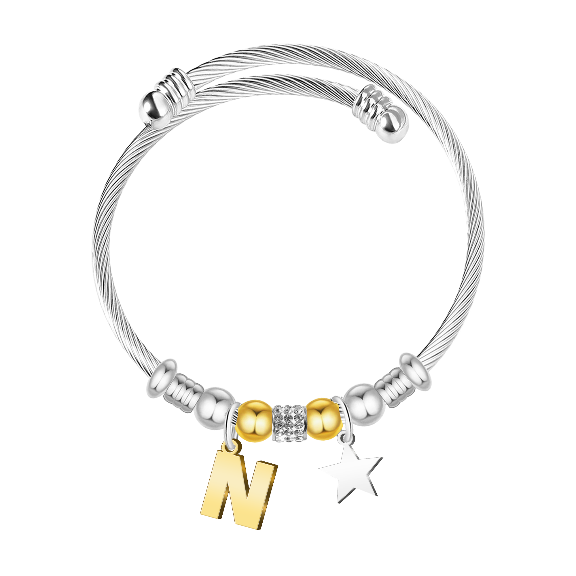 Brazalete de Letra Inicial en Acero Inoxidable