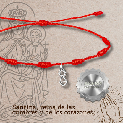 Pulsera 7 nudos con Virgen Covadonga Acero Platado