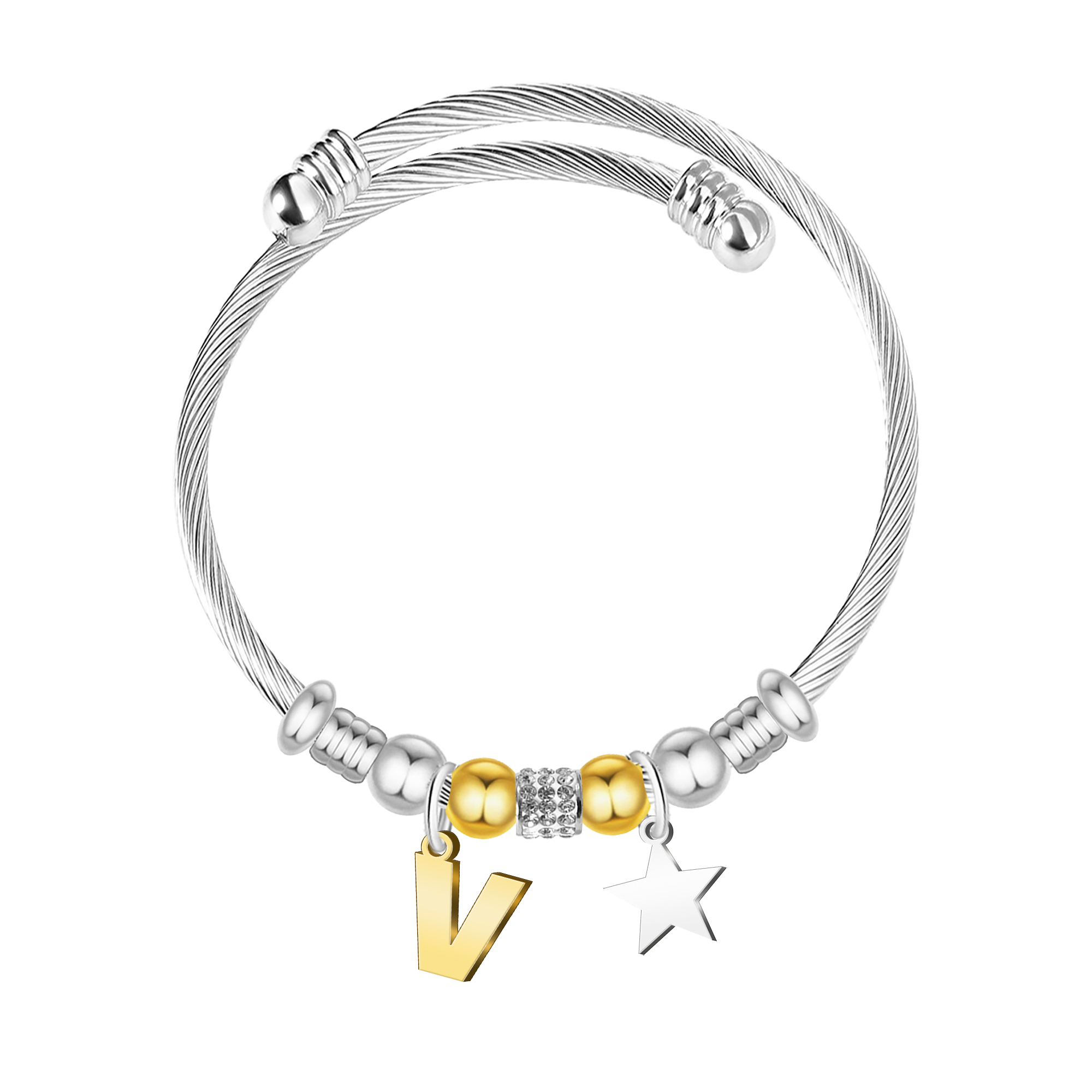 Brazalete de Letra Inicial en Acero Inoxidable