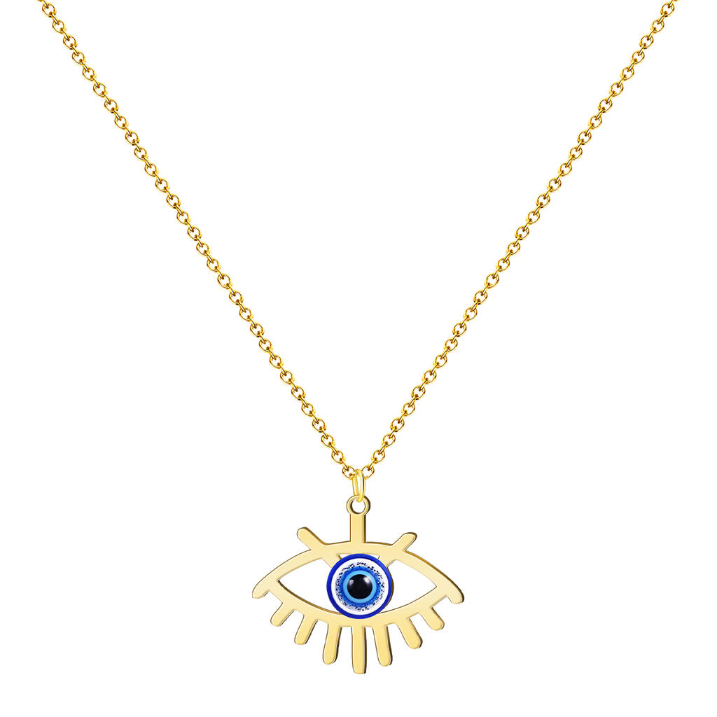 Collar dorado con colgante de Ojo Turco y cristales