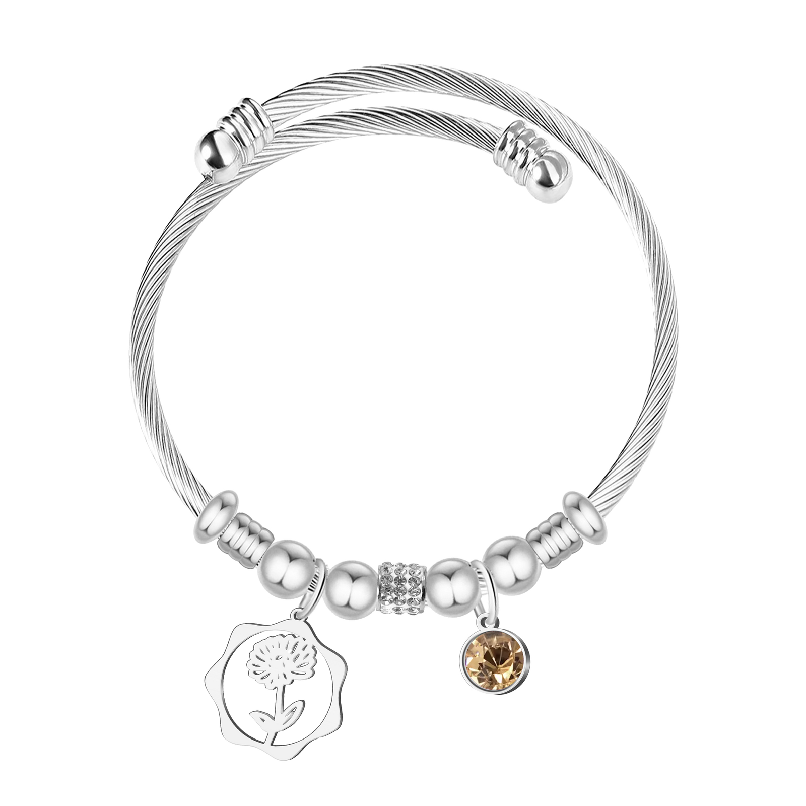 Brazalete Mes de Nacimiento en Acero textura