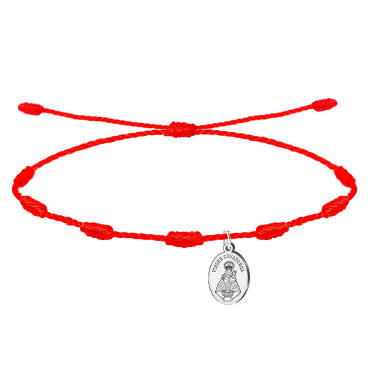 Pulsera 7 Nudos Virgen de Covadonga en Acero Plateado