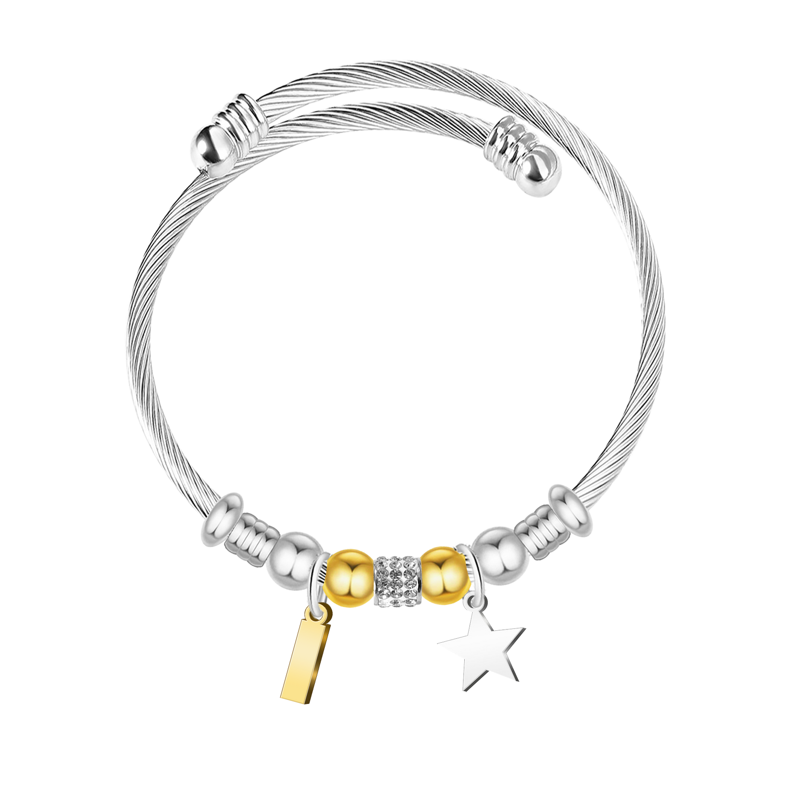 Brazalete de Letra Inicial en Acero textura