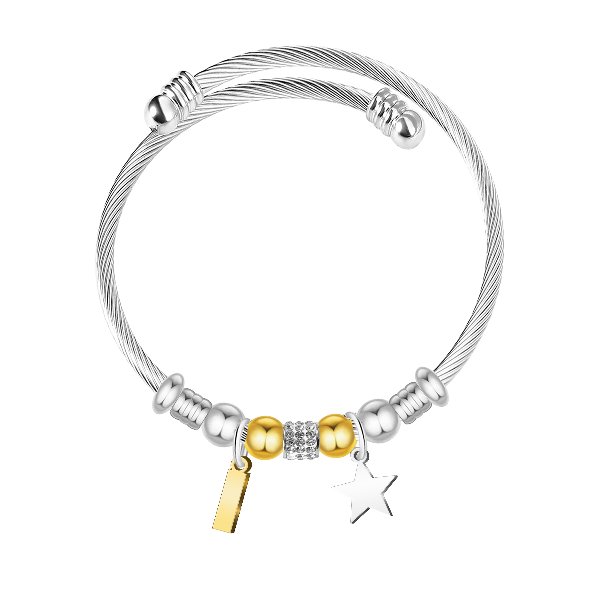 Brazalete de Letra Inicial en Acero Inoxidable