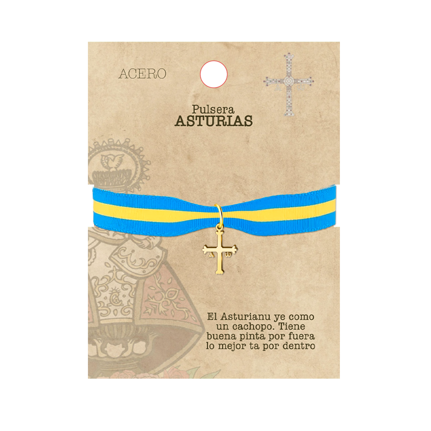 Pulsera de Asturias con Cruz de la Victoria en Acero Dorado cotigo