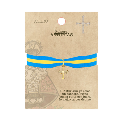 Pulsera de Asturias con Cruz de la Victoria en Acero Dorado