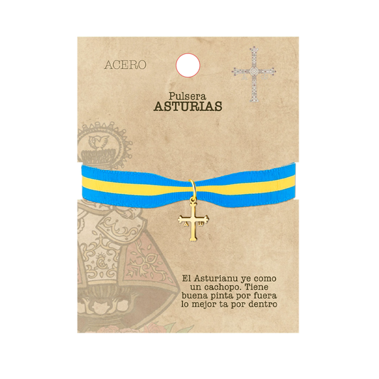 Pulsera de Asturias con Cruz de la Victoria en Acero Dorado