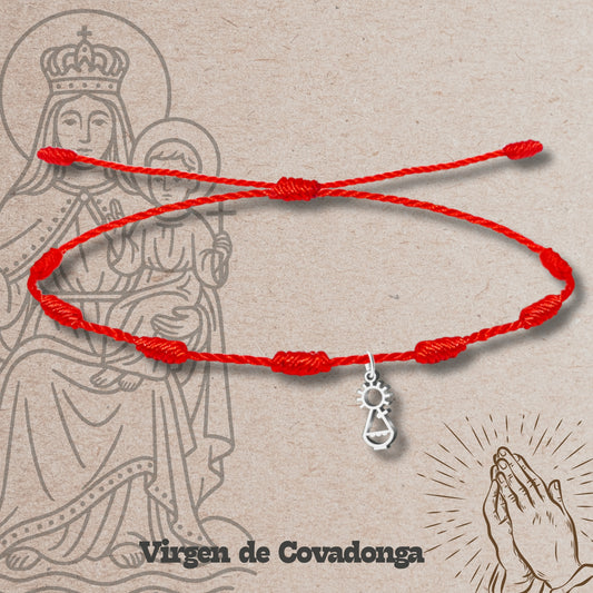 Pulsera 7 nudos con Virgen Covadonga Acero Platado