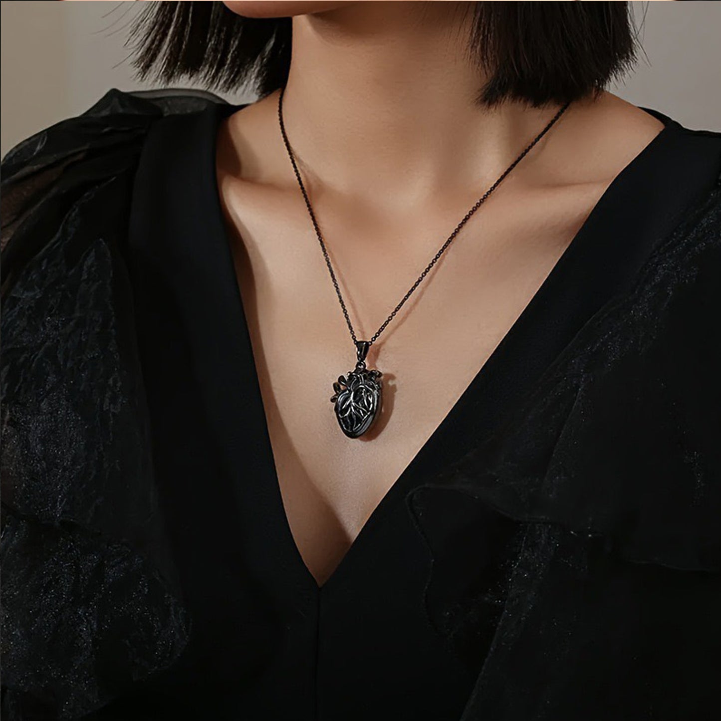 Collar gótico para mujer o Hombre, diseños de corazón, calavera, luna y fénix | Joyería oscura | Regalo romántico y original