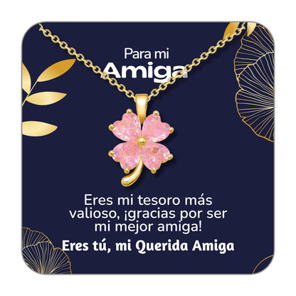 Collar Acero y  colgante Cobre con Piedra Circonita para Regalar a Amiga