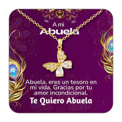 Collar Acero y  colgante Cobre con Piedra Circonita para Regalar a Abuela