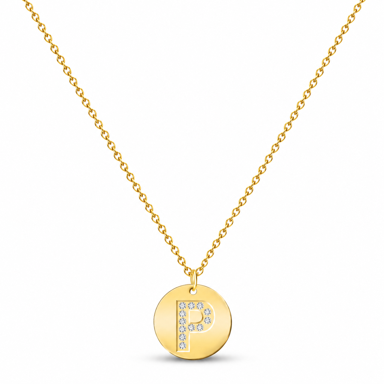 Collar Medalla de Letra Inicial con Circonitas