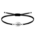 Pulsera Medalla de Virgen de la Milagrosa con Hilo Negro en Acero Plateado
