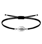 Pulsera Medalla de Virgen de la Milagrosa con Hilo Negro en Acero Plateado
