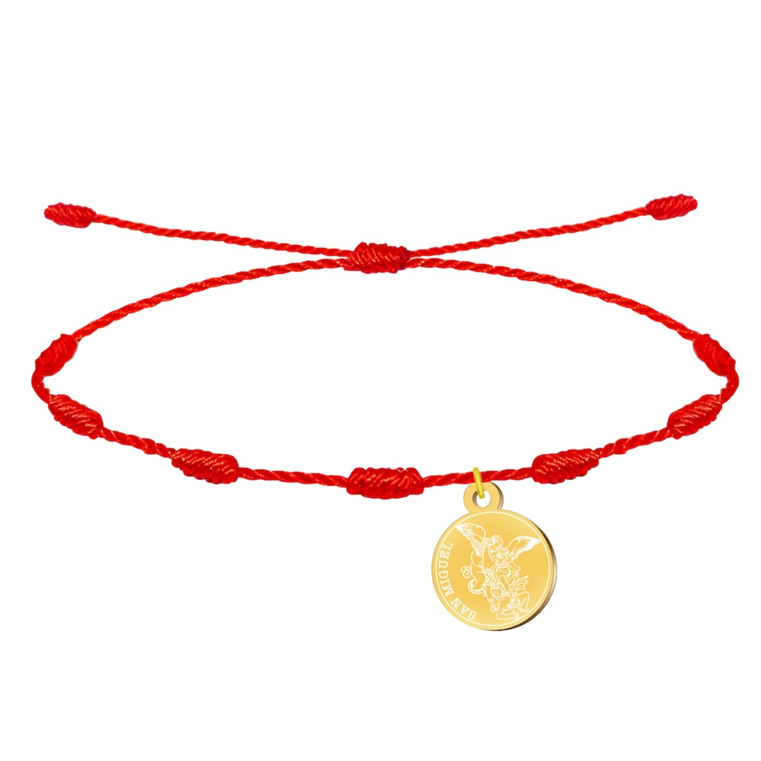 Pulsera 7 nudos con SAN MIGUEL Dorado