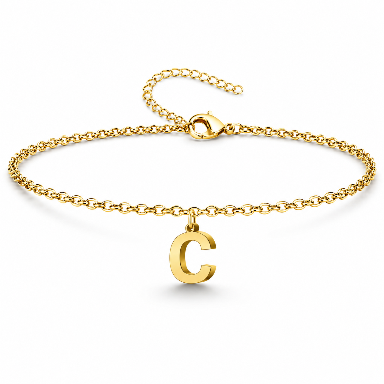 Pulsera con Colgante Letra Inicial en Acero