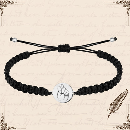 Pulsera Hilo Destino con La Higa Acero Plateado