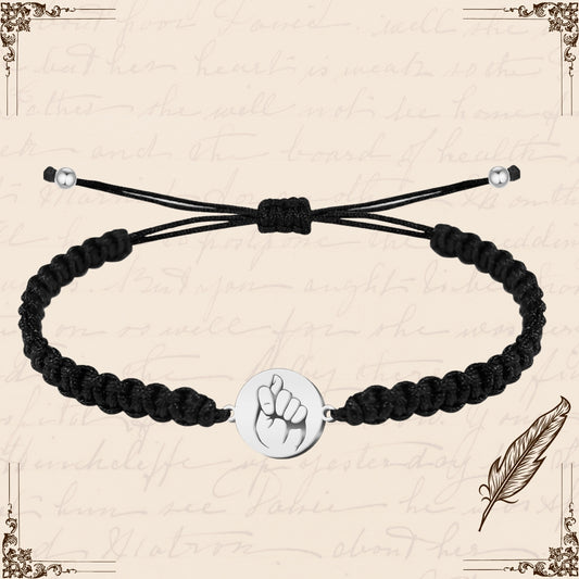 Pulsera Hilo Destino con La Higa Acero Plateado