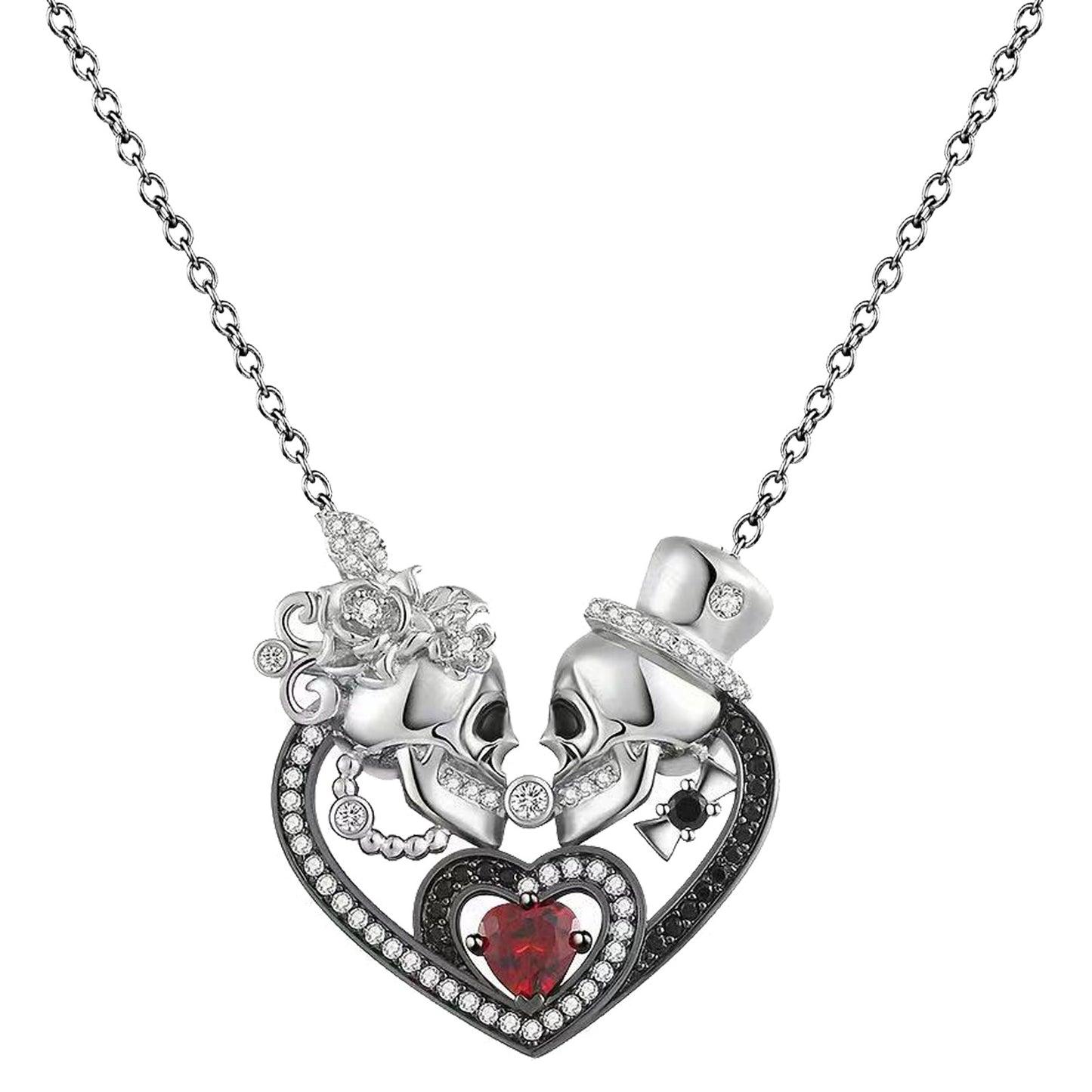 Collar gótico para mujer o Hombre, diseños de corazón, calavera, luna y fénix | Joyería oscura | Regalo romántico y original