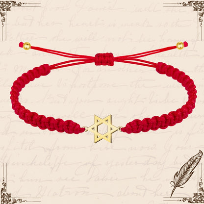 Pulsera Hilo Destino con Estrella David Acero Dorado