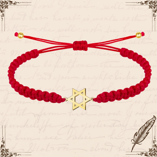 Pulsera Hilo Destino con Estrella David Acero Dorado