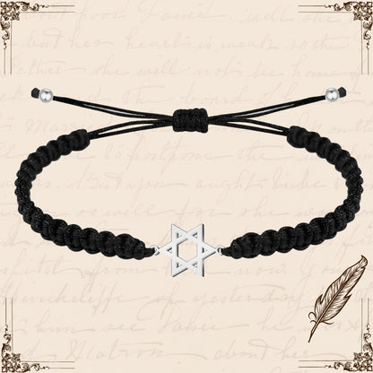 Pulsera Hilo Destino con Estrella David Acero Plateado