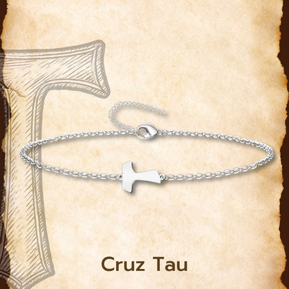 Pulsera Cruz Tau Acero inoxidable color Plateado