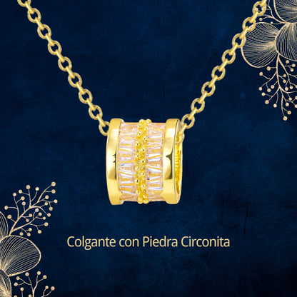 Collar Acero y  colgante Cobre con Piedra Circonita para Regalar a Hermana