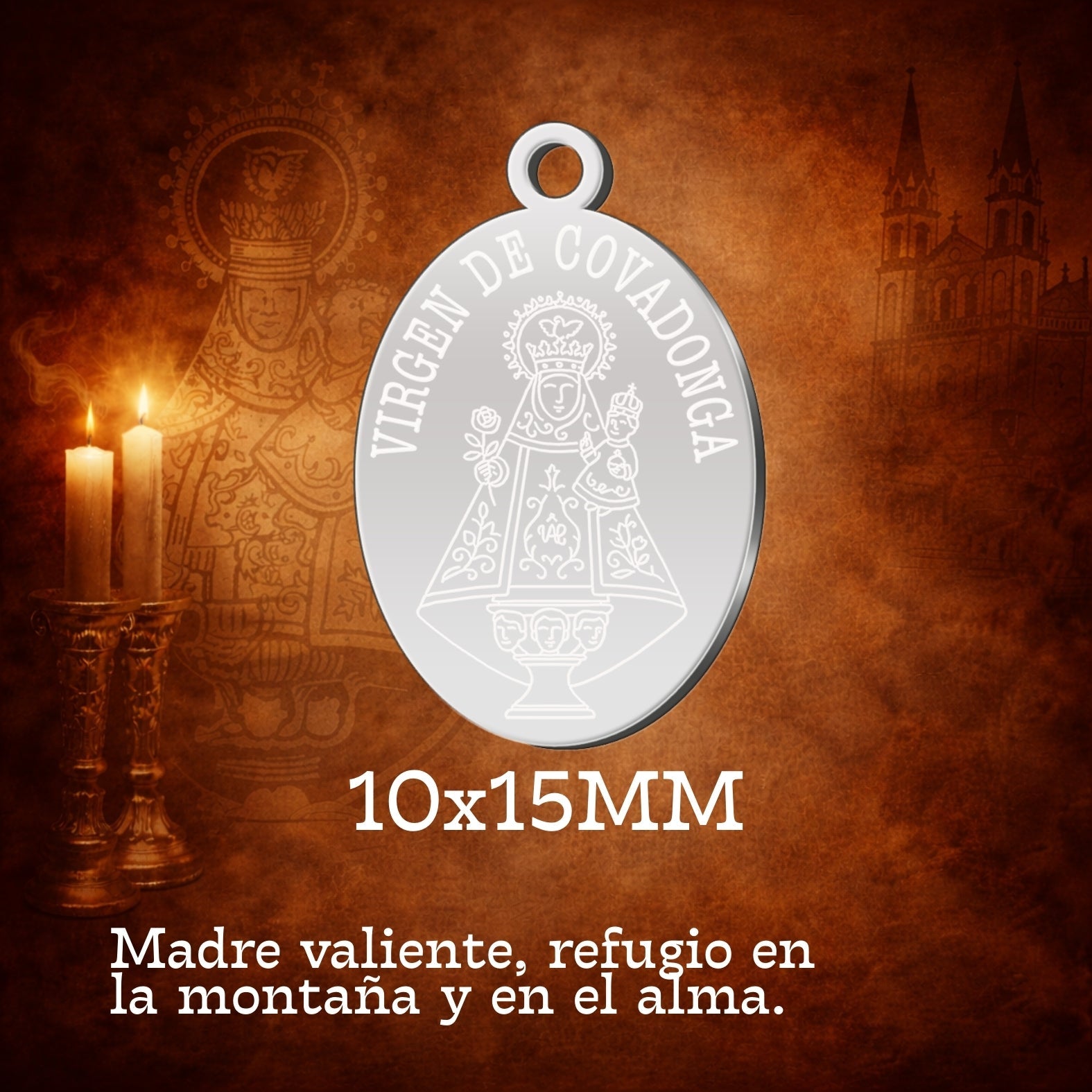 Pulsera 7 Nudos Virgen de Covadonga en Acero Plateado cotigo